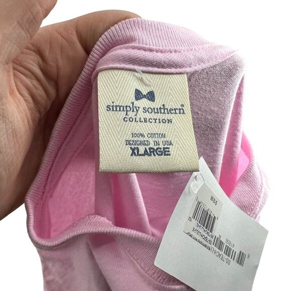 Simply Southern Preppy Teach Love Inspire Teacher Shirt Pink Womens Size XL - Picture 4 of 6